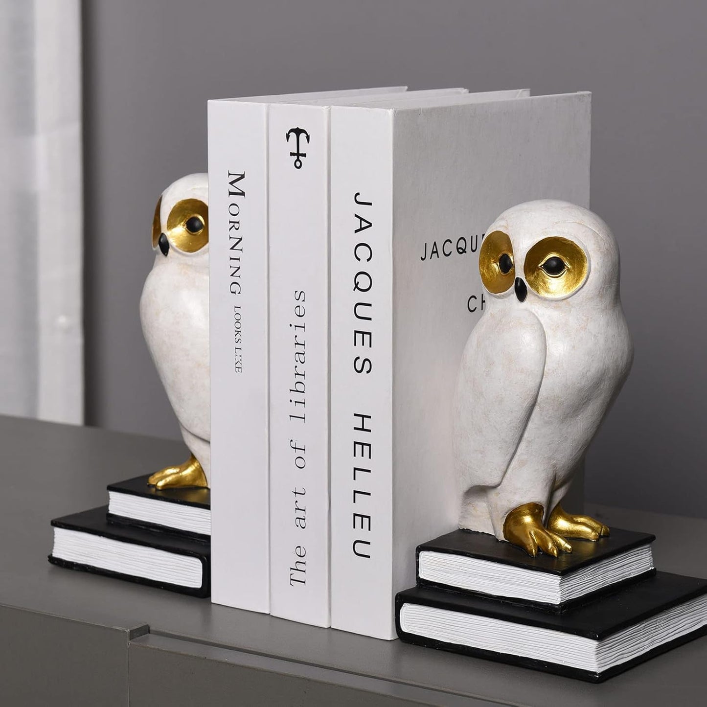 Skiennix Owl Decorative Bookends - Unique Bronze Bird Book Holders with Anti-Slip Base | Luxurious Kids Room Decor