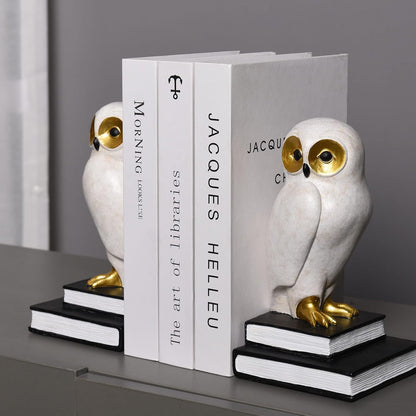 Skiennix Owl Decorative Bookends - Unique Bronze Bird Book Holders with Anti-Slip Base | Luxurious Kids Room Decor
