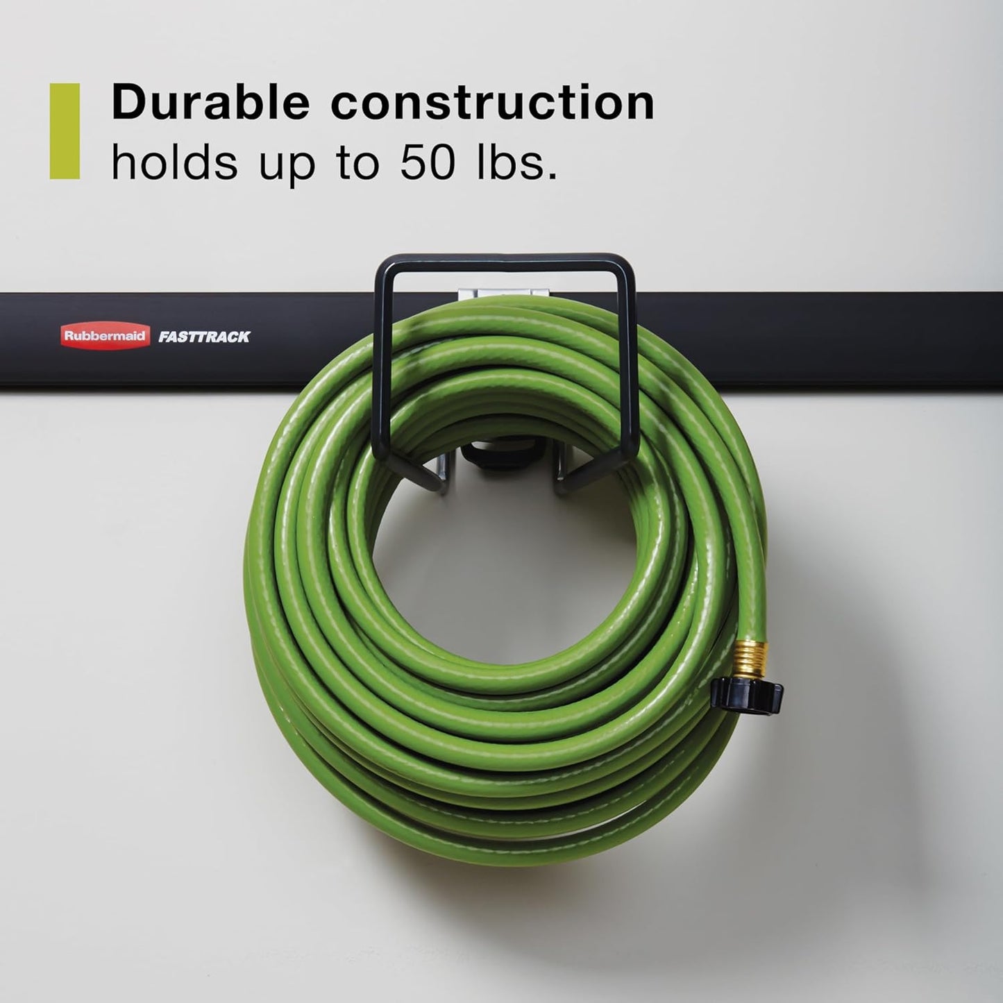 Rubbermaid Garage Hose Hook - Wall Mounted Storage System Holds Up to 50 Pounds | Satin Nickel Finish