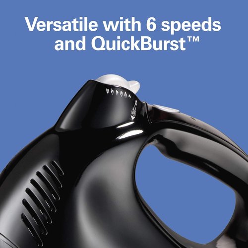 Hamilton Beach Power Deluxe Electric Hand Mixer - 6-Speed with Snap-On Storage Case & Powerful 250W Motor - Black