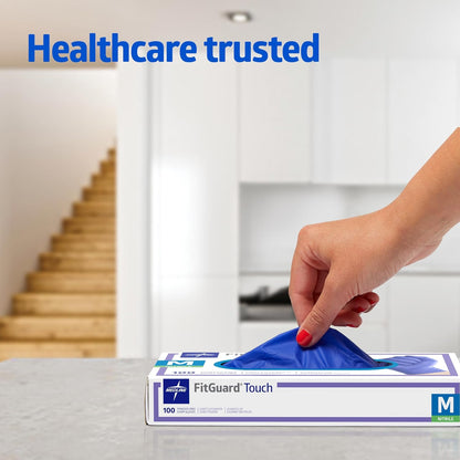 Medline FitGuard Touch Nitrile Exam Gloves - 100 Count, X-Small, Powder-Free, Durable & Sensitive for Medical Use