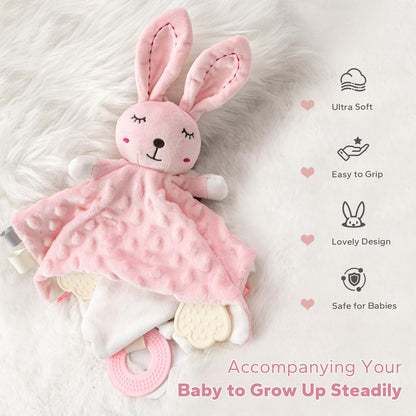 ZIGJOY Baby Security Blanket - Soft Bunny Lovey for Girls | Pink Infant & Toddler Gift