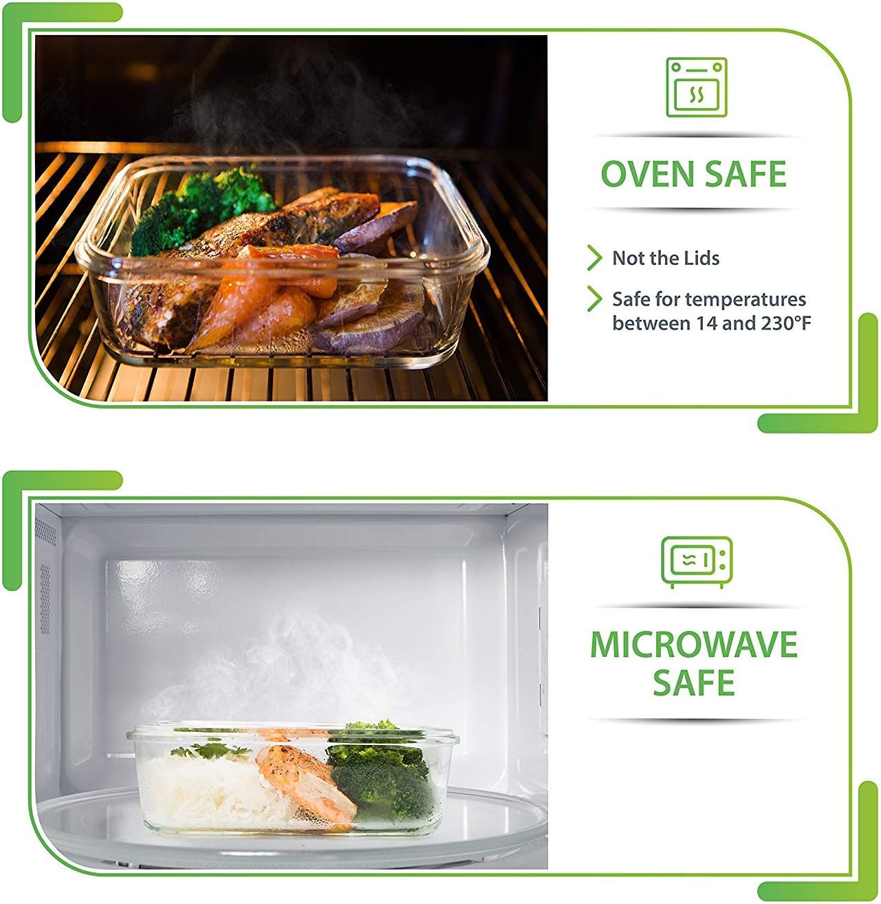 PrepNaturals Glass Meal Prep Containers - 30 Oz, 5 Pack | Dishwasher & Microwave Safe with Lids