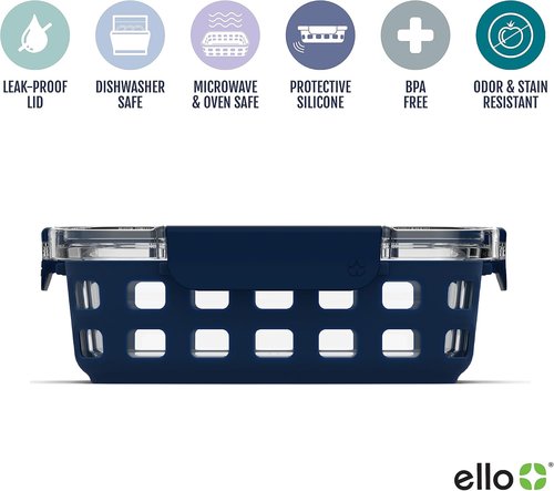Ello Duraglass Meal Prep Sets - Leak-Proof Glass Food Storage Containers | BPA-Free, Dishwasher Safe