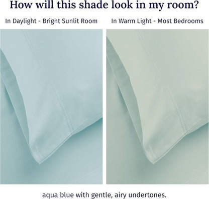 California Design Den Luxuriously Soft 600 Thread Count Cotton Pillowcase Set - Seafoam, Fits Standard & Queen Pillows