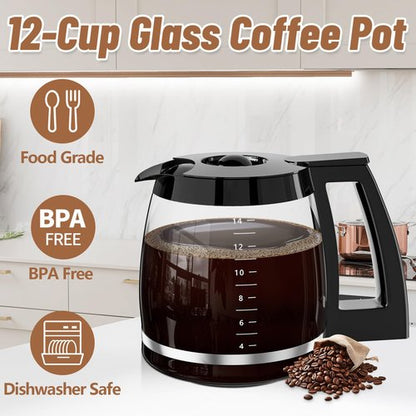 14-Cup Coffee Pot Replacement for Cuisinart Coffee Maker DCC-2200, DCC-2600, DCC-2800, DCC-3200, and DCC-3200P1, Glass Carafe Replacement for Cuisinart, BPA Free, Dishwasher Safe