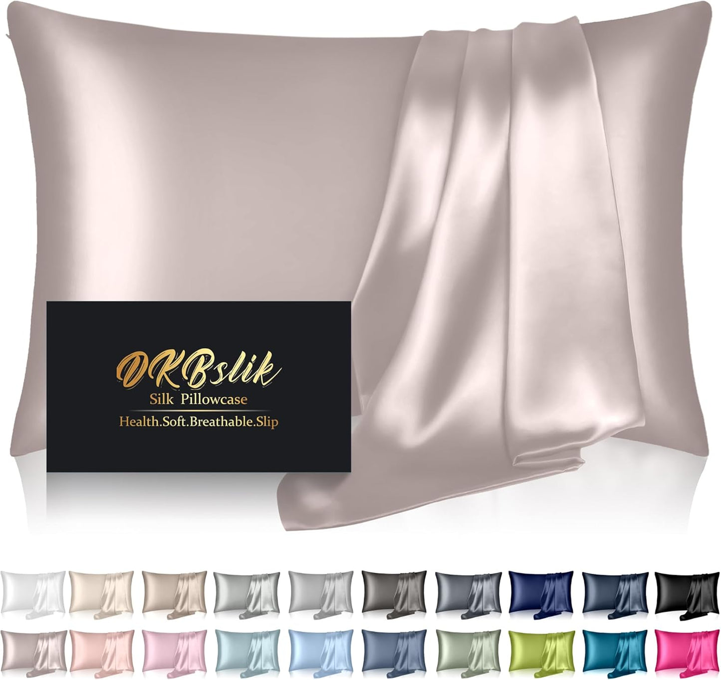 Mulberry Silk Pillowcases - Standard Size | Luxurious Silk for Hair & Skin - Taupe Color with Zipper