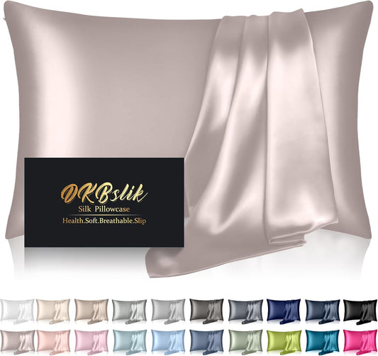 Mulberry Silk Pillowcases - King Size Natural Silk Satin for Hair & Skin | Taupe Color, Zipper Closure