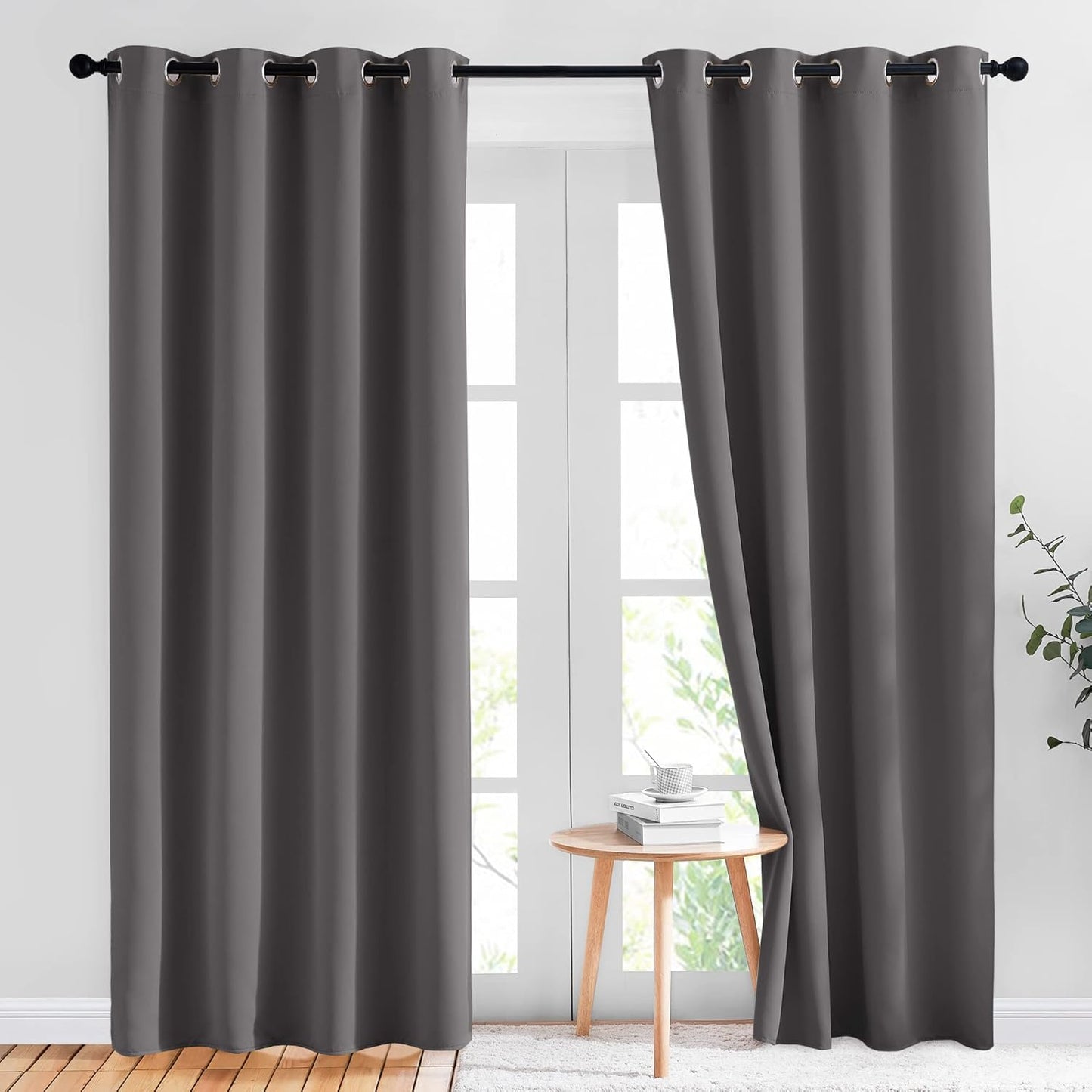 NICETOWN Gray Blackout Curtains - 84-Inch Thermal Drapes for Room Darkening | 2 Panels (W52 x L84)