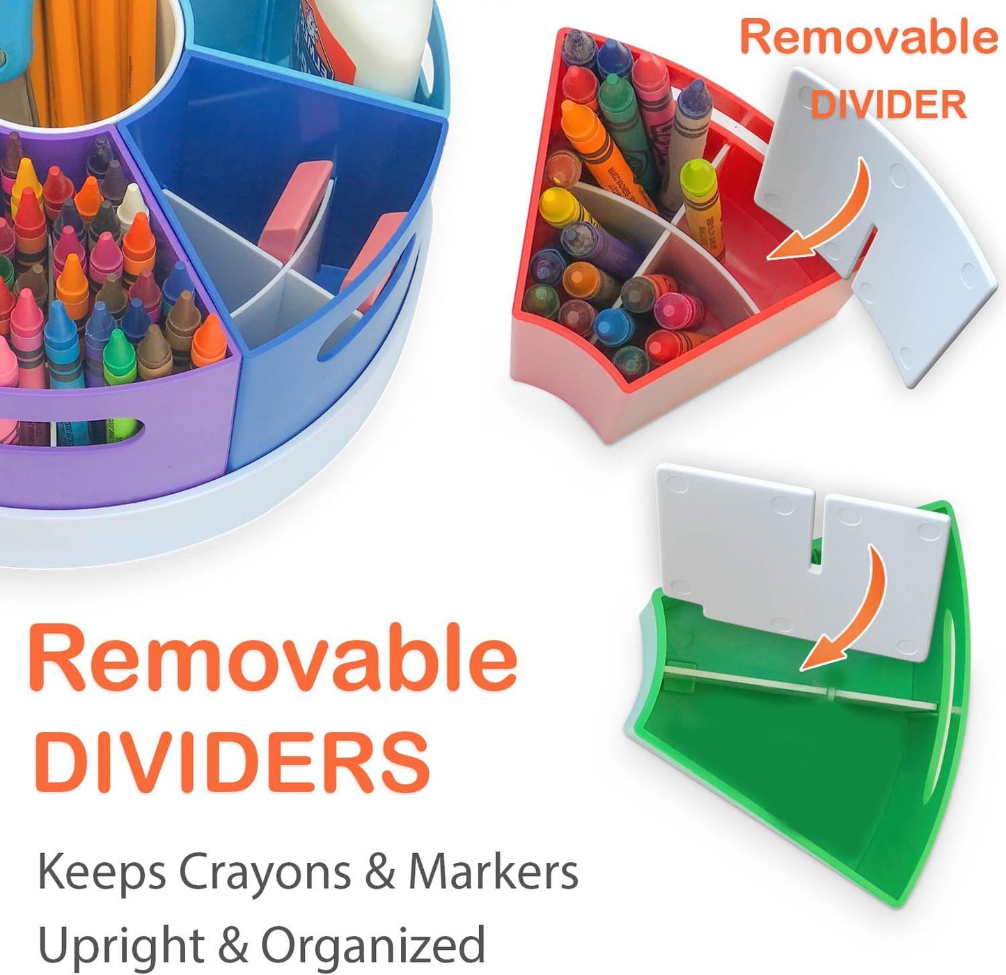 PUZZLE EZ Art Supply Storage Organizer - Rotating Lazy Susan Caddy for Crayons, Markers & Pencils