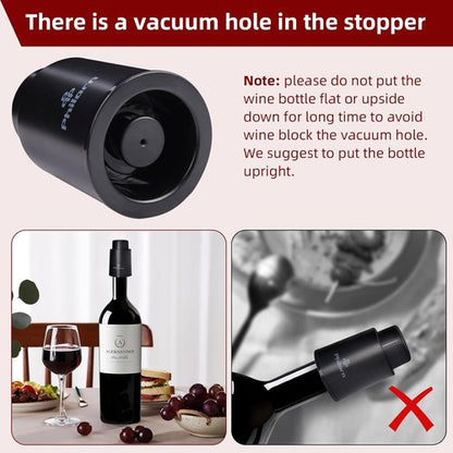 2 PACK Wine Bottle Stoppers, Philorn Vacuum Wine Stoppers - Saver Toppers for Wine Bottles, Reusable Wine Cork Cover Keep Wine Fresh after Opening, Real Vacuum Pump Wine Keeper Cap Preserver - Gifts