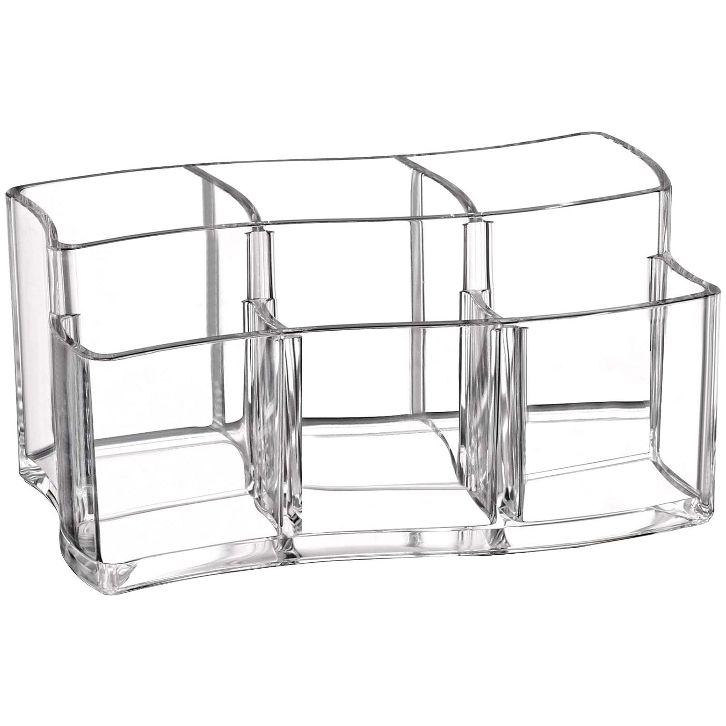 Tbestmax Acrylic Makeup Brush Holder - 6 Slot Organizer for Eyebrow Pens & Cosmetics Storage - Clear