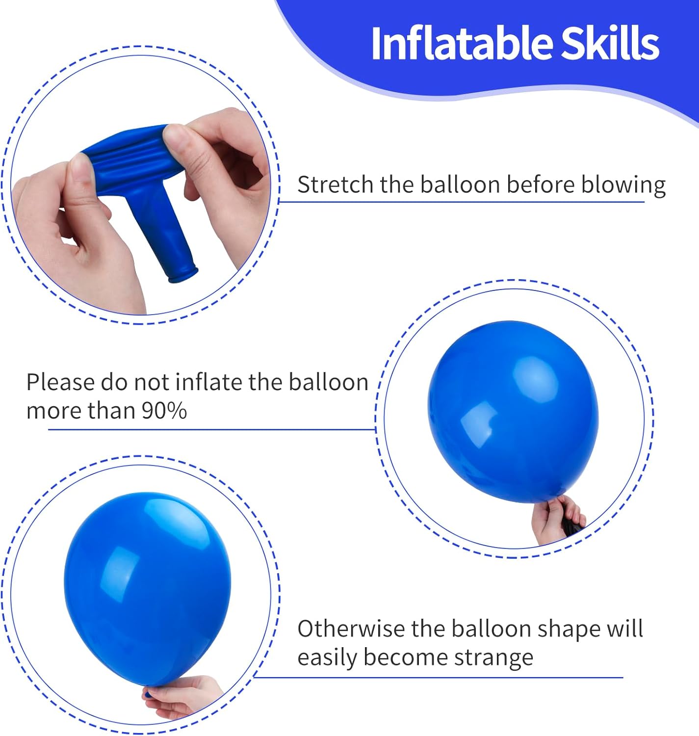 RUBFAC Dark Blue Balloons - 129-Piece Set in Various Sizes for Birthday, Gender Reveal & Baby Shower Decor