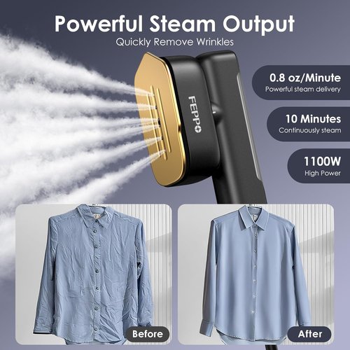 FEPPO Travel Steamer - 2 in 1 Portable Clothes Iron | Fast Heating, 1100W Power, Dual Voltage