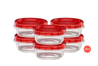 Elegant Disposables (8 Ounce 20 Pack) Twist cap Containers Clear Bottom With Red Top Screw on Lids Twist Top Food Storage Freezer Containers