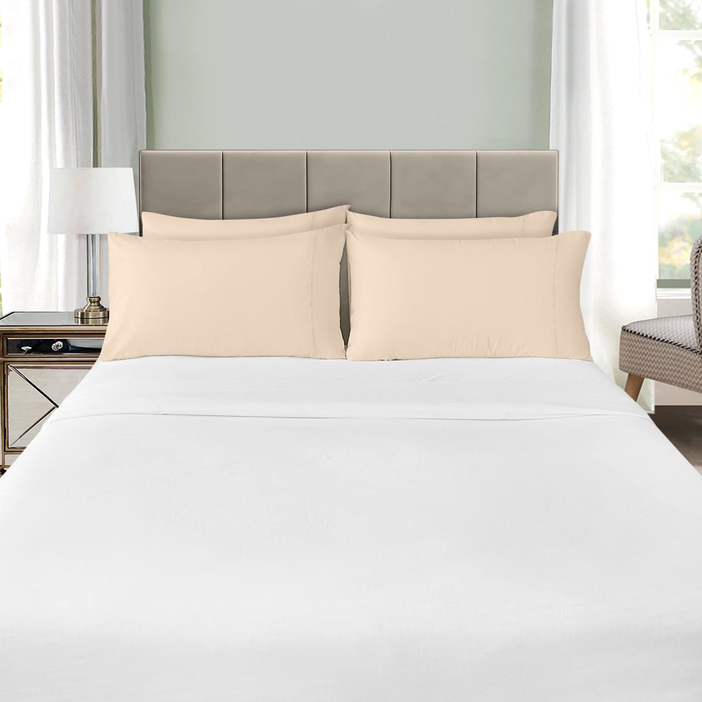 Utopia Bedding Queen Pillow Cases - 12 Pack - Envelope Closure - Soft Brushed Microfiber Fabric - Shrinkage and Fade Resistant Pillow Covers Queen Size 20 X 30 Inches (Queen, Beige)