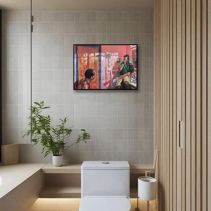 Skiennix Funny Bathroom Canvas Wall Art - Humorous Toilet Decor Print | Modern 8x10in Oil Painting