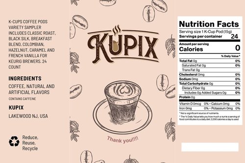 K-cups Coffee Pods Variety Sampler Includes Classic Roast, Black Silk, Breakfast Blend, Colombian, Hazelnut, Caramel and French Vanilla for Keurig Brewers. 24 Count
