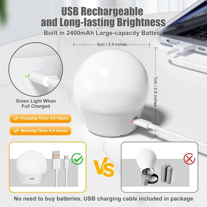 Brightown E26 Rechargeable Light Bulb - Remote Timer & 3 Color Temperatures | Battery Backup for Sconces & Lamps, 700LM