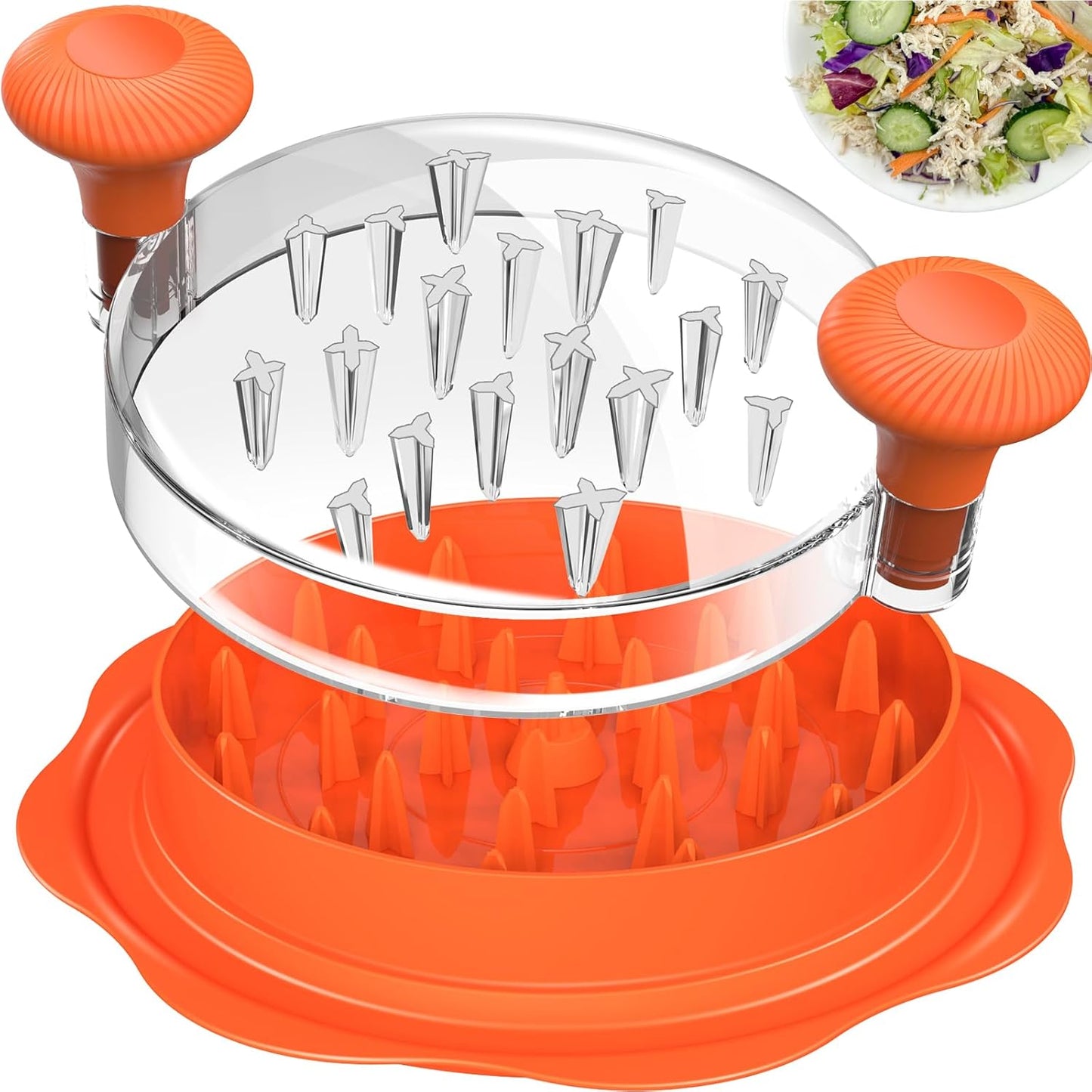 Ukeetap 10" Pro Chicken Shredder Tool - BPA-Free Ergonomic Meat Grinder with Anti-Slip Base | Orange
