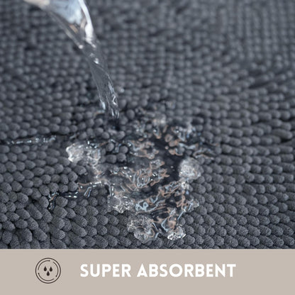 Skiennix Bathroom Rug Set - Extra Thick, Absorbent & Non-Slip | Soft Plush, Dark Grey, 2-Piece