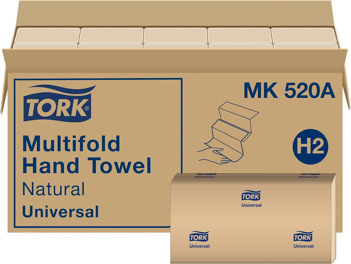 Tork Multifold Hand Towels - 100% Recycled, FSC Certified, Compatible with H2 Dispensers | 16 Packs of 250 Sheets