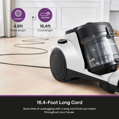 Eureka Bagless Canister Vacuum Cleaner - 1100W High Power for Carpets & Hard Floors | HEPA Filter & Tools Included