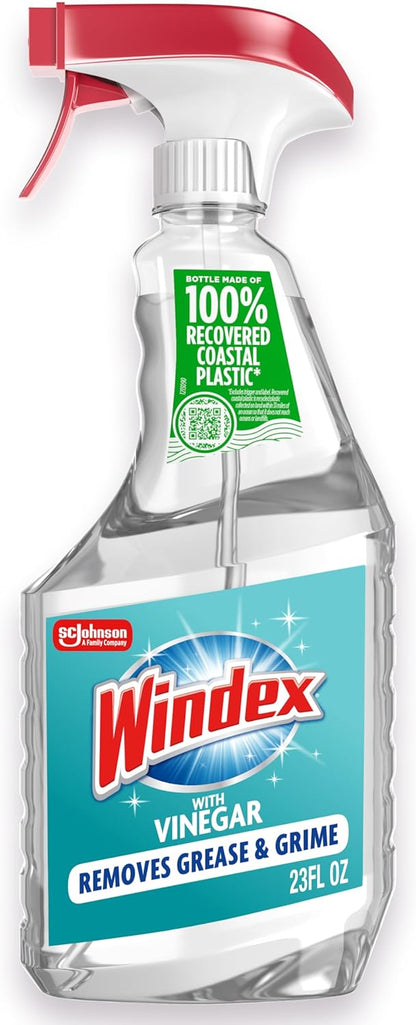 Windex Vinegar Glass Cleaner Spray - Prevents Leakage & Breakage | 23 Fl Oz