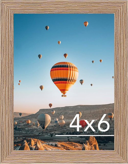 JCJMY 4x6 Picture Frame - Rustic Brown Wall Mount & Tabletop Display | Shatter Resistant Plexiglass