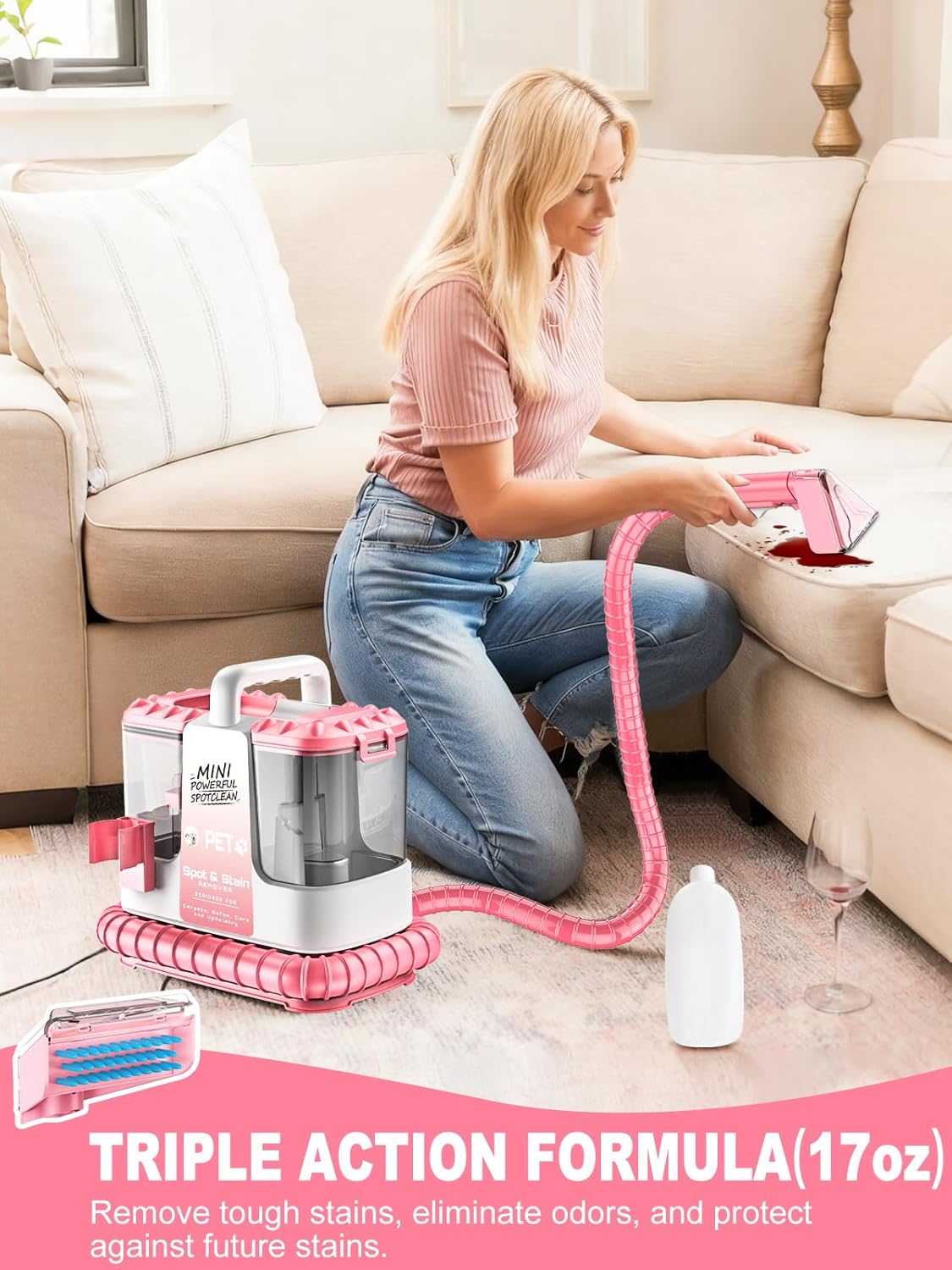 Regine Switzerland Upholstery Cleaner - Portable 16Kpa Deep Stain Removal for Carpets & Furniture | 5 Tools Included