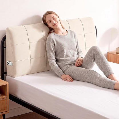 Twin Headboard Only - Memory Foam Bed Headboard, No Assembly Required - Beige