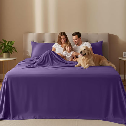 Utopia Bedding Full Size Sheet Set - Soft, Breathable Microfiber, 4-Piece in Eggplant | Oeko-Tex Certified