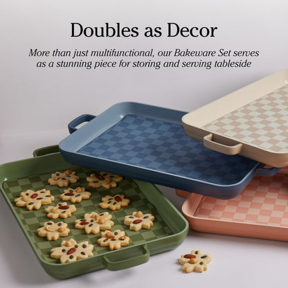 Our Place Bakeware Set - 5-Piece Ceramic Bakeware Collection | PFAS-Free Non-Toxic Nonstick | Blue Salt