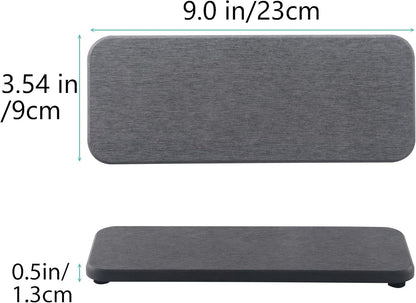 NiuYichee Water Absorbing Stone Trays - Modern Diatomite Soap Dish for Kitchen & Bathroom | 3.54" W x 9" L, Dark Gray