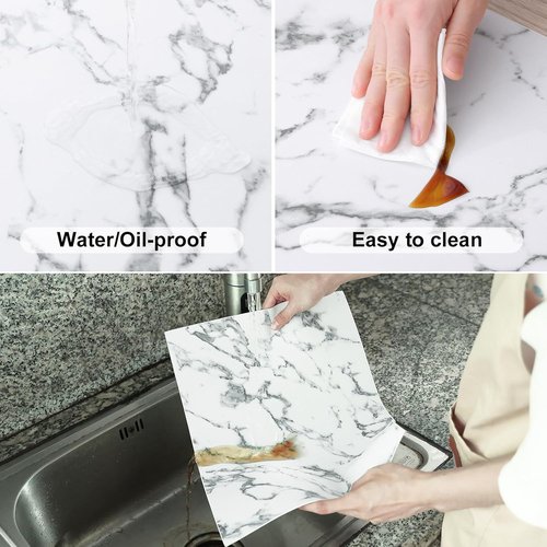 Homaxy Faux Leather Placemats - Heat Resistant & Waterproof | Set of 6, Easy to Clean, 11.8" x 17", Marble