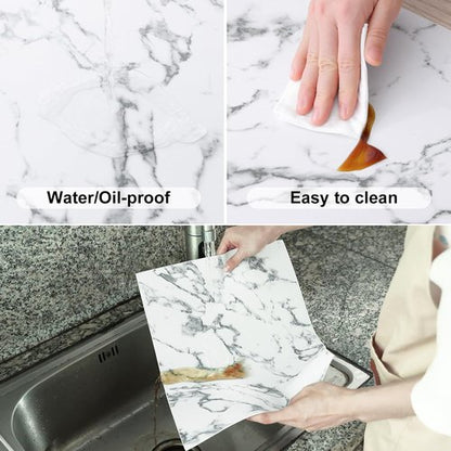 Homaxy Faux Leather Placemats - Heat Resistant & Waterproof | Set of 6, Easy to Clean, 11.8" x 17", Marble