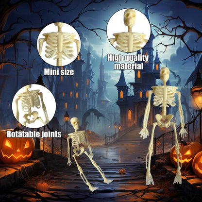 Skiennix Mini Skeletons - 20 Pcs Posable Halloween Figurines | 6" Plastic Decorations for Parties