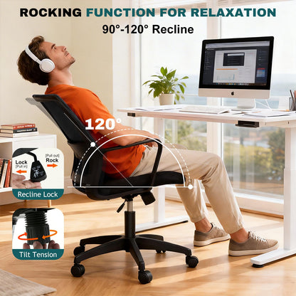 PayLessHere Gaming Chair Ergonomic Computer Chair Office Chair Video Game Chairs with Lumbar Support Desk Chair Armrest Mid Black Cushion Swivel Rolling Chair with Wheels for Home Office(Black)