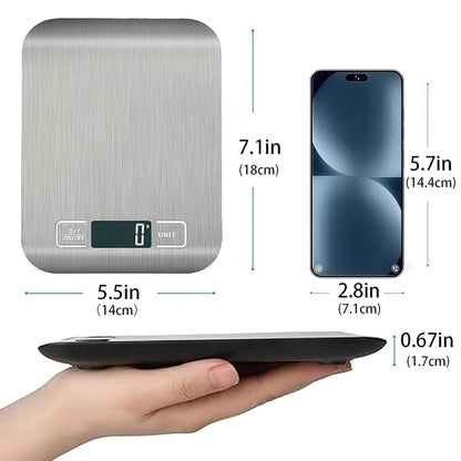 Skiennix Digital Kitchen Scale - 5kg/11lb Capacity | Accurate Grams & Ounces Measurement for Baking & Meal Prep | 304 Stainless Steel, LCD Display