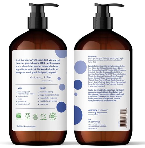 Everyone 3-in-1 Kids Soap - Lavender Lullaby Body Wash, Bubble Bath & Shampoo | 32 Ounce (Pack of 2)