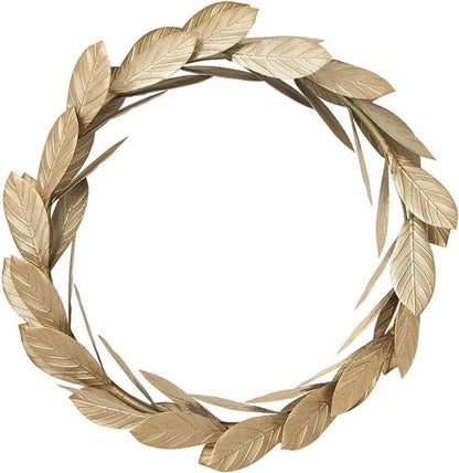 Gold Leaves Metal Wreath - 13-Inch Wall Decor for Front Door | Perfect for Christmas, Weddings & Parties