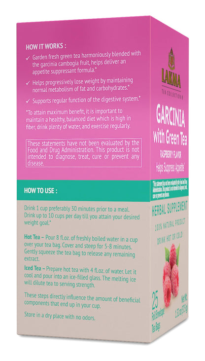 Lakma Garcinia Cambogia Green Tea with Raspberry - 25 Tea Bags