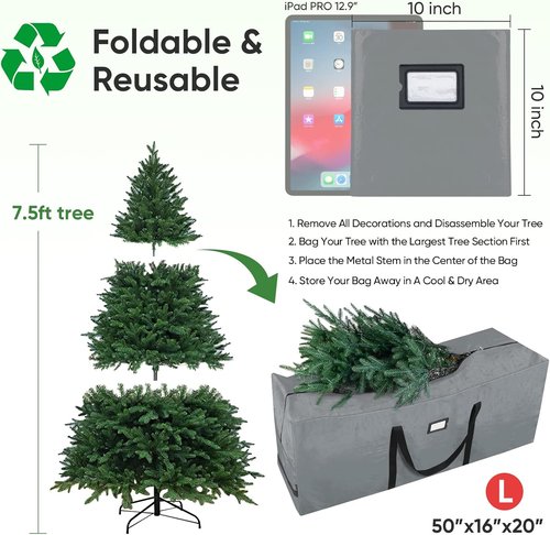BALEINE Christmas Tree Storage Bag - Durable 7.5 ft Capacity | Ideal for Easy Holiday Organization