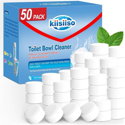 KIISIISO Toilet Bowl Cleaner Tablets - 50 Pack of Automatic Bleach Cleaners for Long-Lasting Freshness & Powerful Deodorizing