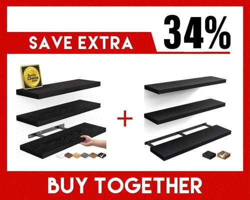 BAYKA Floating Wall Shelves - Set of 3 Stylish Black Shelves | 15.7 Inches & 36 Inches