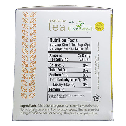 Brassica Tea Green Tea with Trubroc, Lemon, 16 Tea Bags