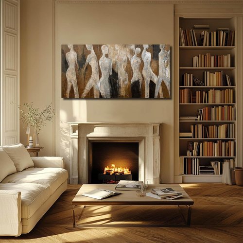 CHUDANHAO Graffiti Line Artwork - Black Abstract Wall Art for Living Room | Large 29"x58" Decor