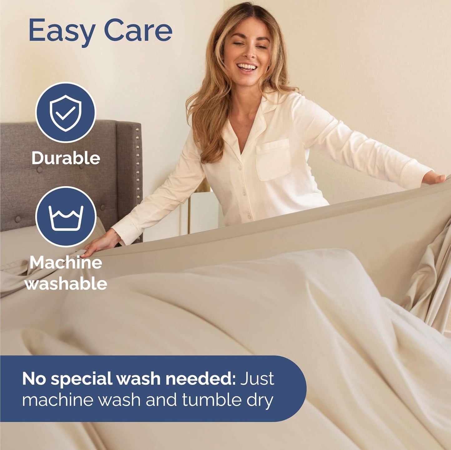 Skiennix Twin Size 3-Piece Sheet Set - Comfy Cooling Bed Sheets - Ultra-Soft, Deep Pockets, Wheat Color