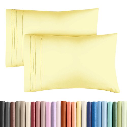 King Pillow Cases Set of 2 - Ultra Soft Hotel Quality Pillowcase Covers - Comfy, Cozy & Wrinkle Free - Shrinkage, Stain and Fade Resistant - Machine Washable Pillow Protectors - 2 Piece Set - Yellow