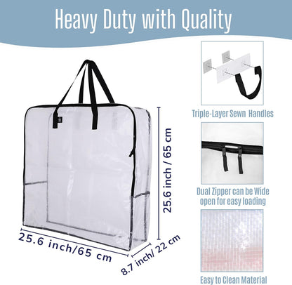 VENO Clear Moving Bags - Heavy Duty Packing Totes for 30" Wreaths, Clothes & Bedding | 4 Pack